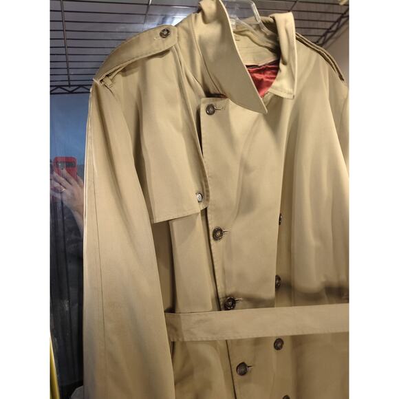 Vintage Arnie Men’s Trench Coat 52 Tall – Tan, Belted, Faux Fur Liner - Picture 12 of 15